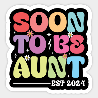 Soon to be aunt est 2024 Groovy Auntie Sticker